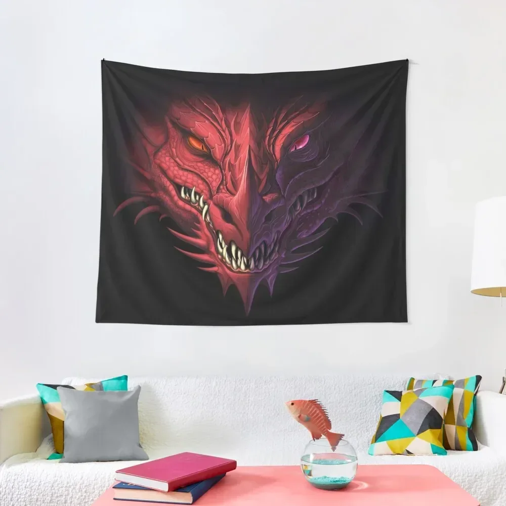 

Head of angry red dragon on the black background Tapestry Aesthetic Room Decors Hanging Wall Home Decor Accessories Tapestry