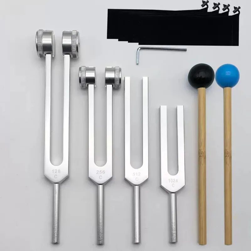 128 256 512 1024Hz Tuning Fork Kit Sound Therapy Healing Instrument Aluminum Tuning Forks  for Chakra Relaxation Meditation
