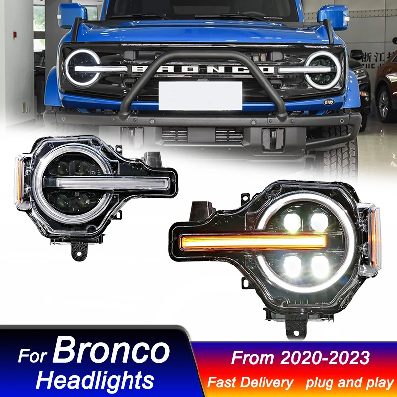 

Car Led Headlights For Ford Bronco 2020-2023 new style full LED Head Lamp daytime running DRL Head Lamp Front light Assembly