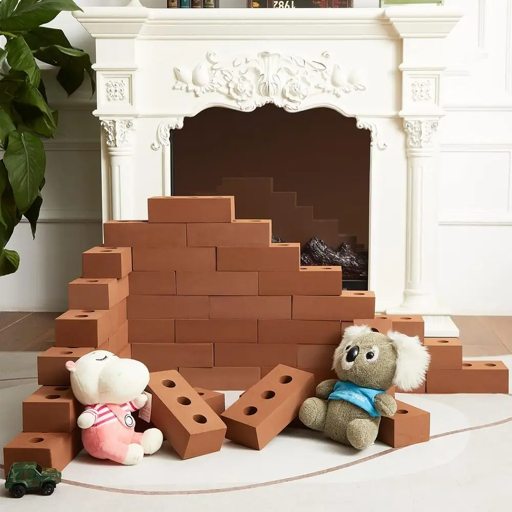 Set di blocchi da costruzione in schiuma da 50 pezzi per bambini - Grande giocattolo rotondo Cinderblock per impilare e costruire, 8x4x2.4 pollici