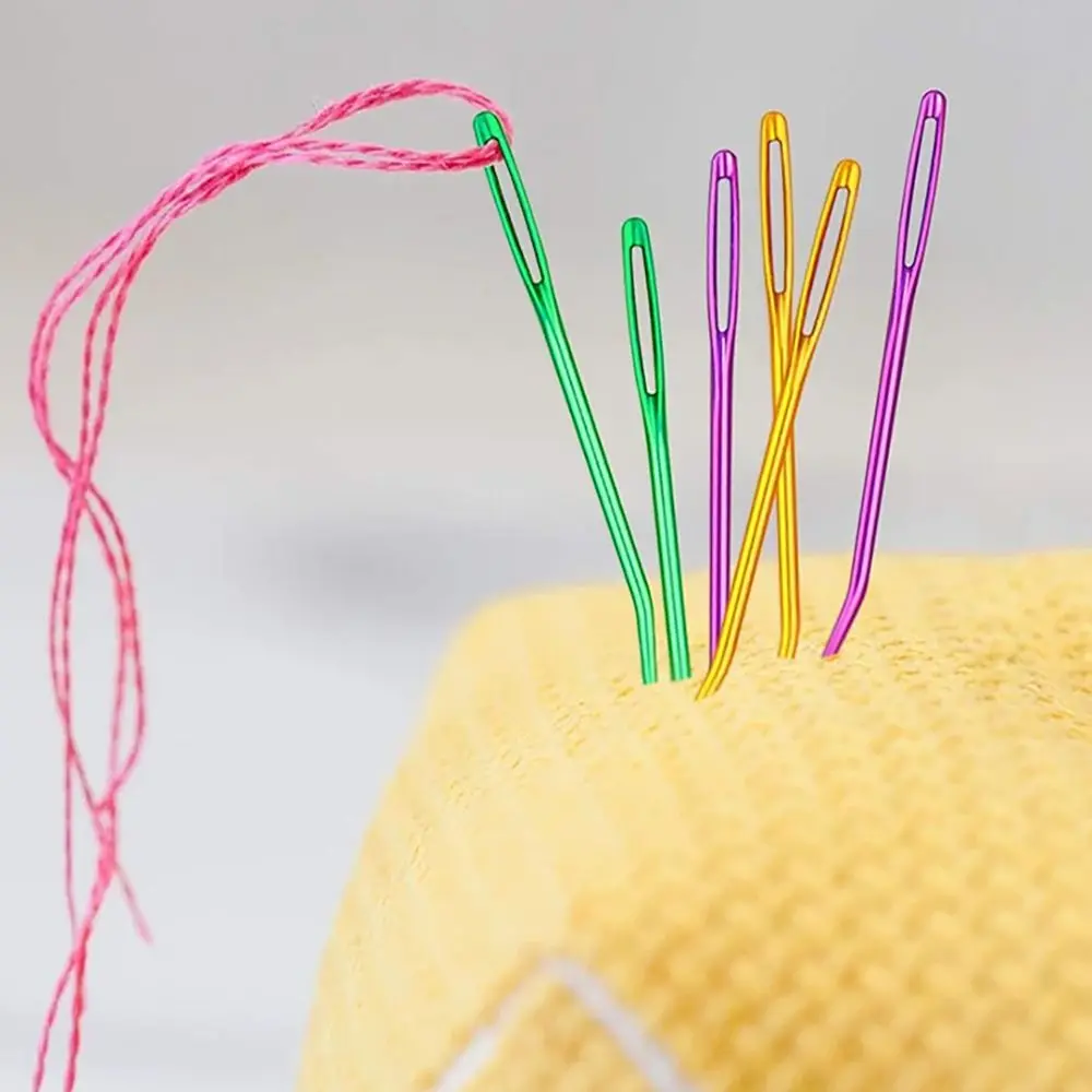 Ручная работа с изогнутым кончиком, изогнутая игла с большим ушком, алюминиевые многоразмерные спицы, спицы для вязания крючком, свитер