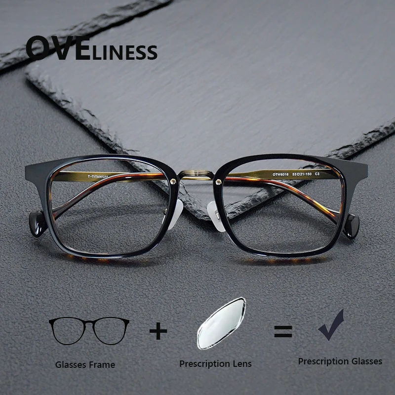 

optical Acetate Titanium Glasses Frame Men Women Vintage Retro Square Prescription myopia Eyeglasses Japanese Eyewear spectacles