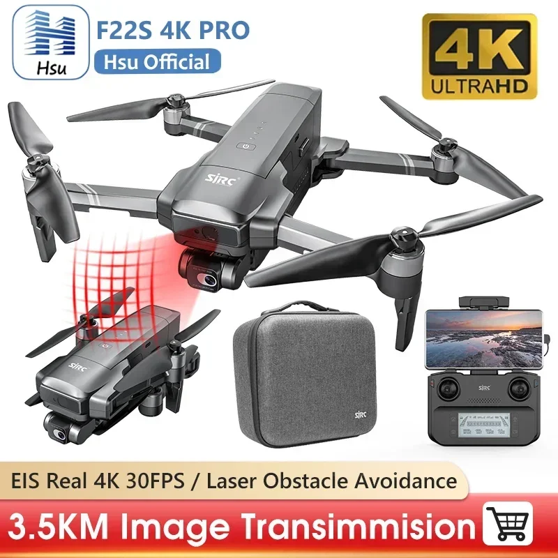 F22s PRO Drone Professional Real 4K EIS Camera Laser Obstacle Avoidance 3.5KM Distance Flight RC Quadcopter Drones