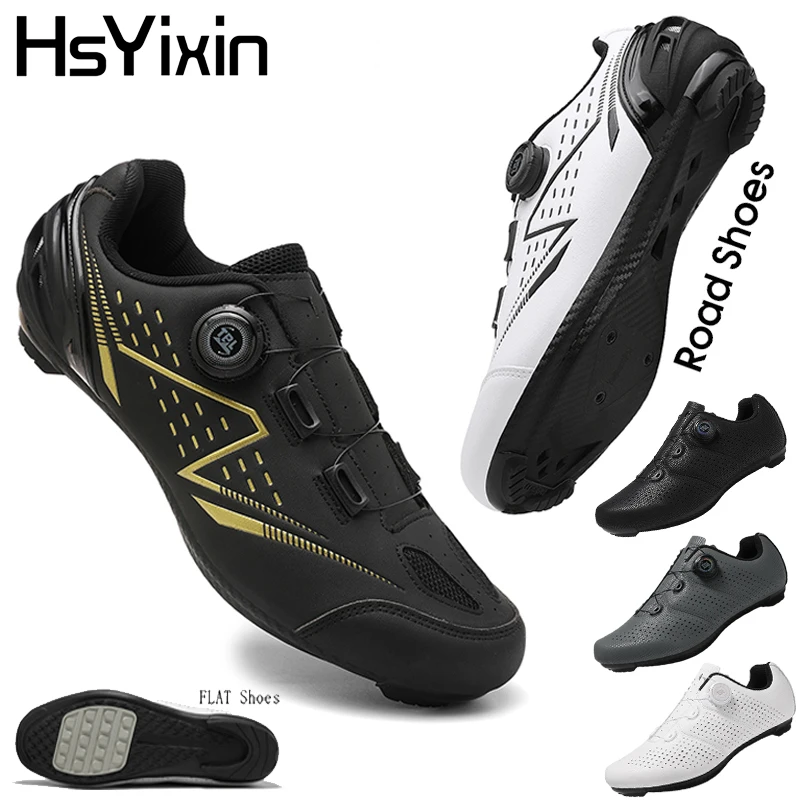 

HsYixin Professional Self-Locking Cycling Shoes for Men and Women, Lightweight, Breathable Flat MTB Non-Slip Bike Highway Shoes