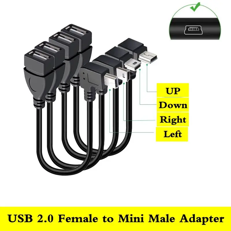 

25cm Car USB Adapter Mini USB Car Audio OTG USB Navigation Converter T-Port Connection Cable