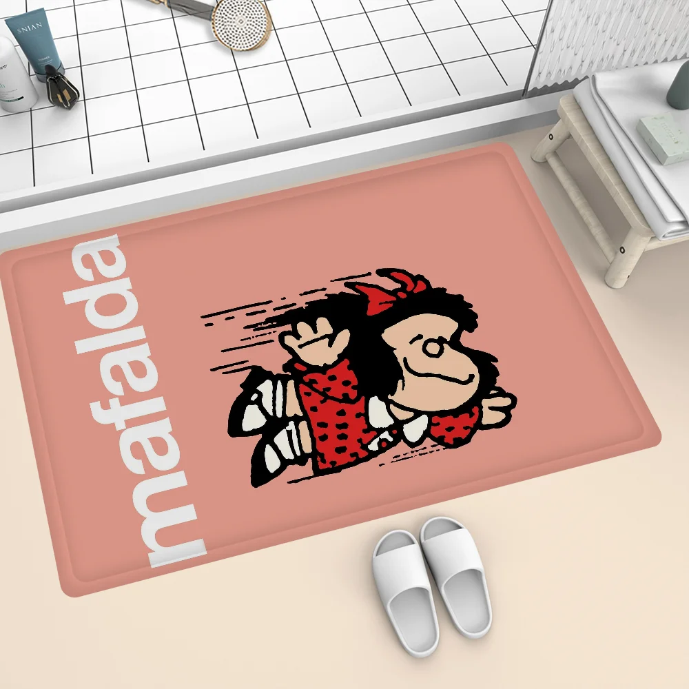 Mafalda Cartoon Movie   Long Rugs Cheaper Anti-slip Modern Living Room Balcony Printed Bedside Area Rugs