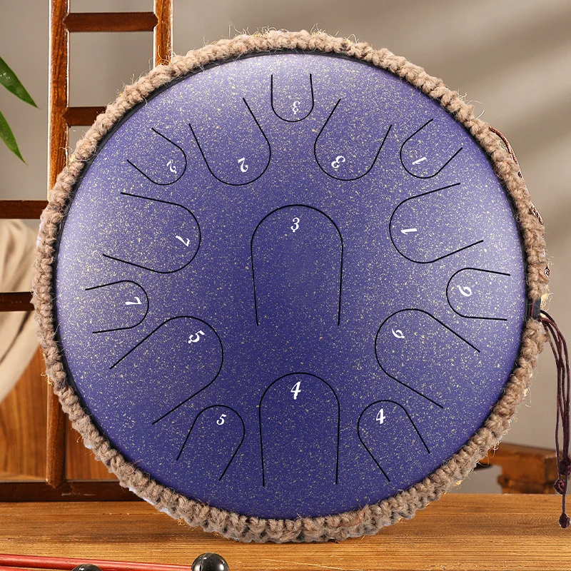 HLURU Glucophone Steel Tongue Drum 14 Inch 15 Notes D Tone Music Drum 14 Inch 11 Note C Tone Ethereal Drum Percussion Instrument