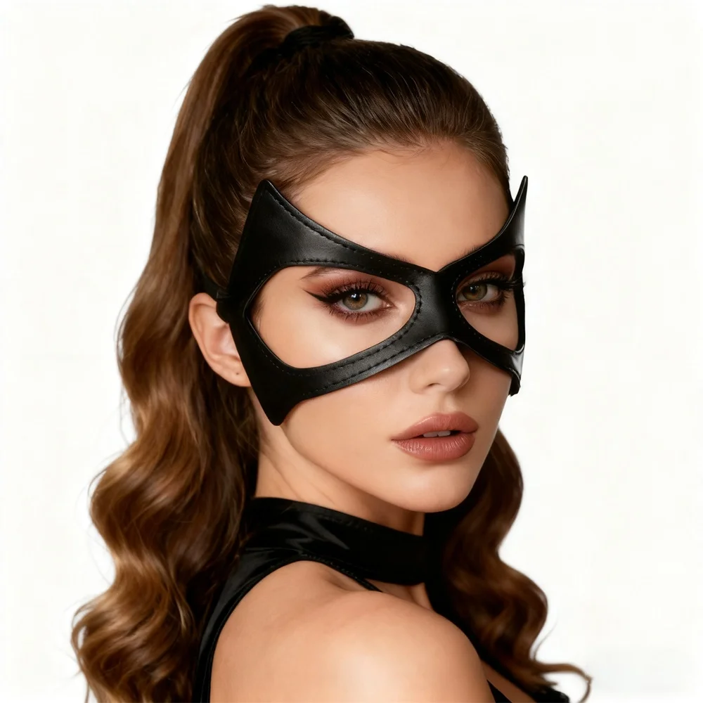

Женская костюмная маска — регулируемый маскарадный аксессуар из искусственной кожи с дизайном половины лица для косплея, вечеринок и тематических мероприятий