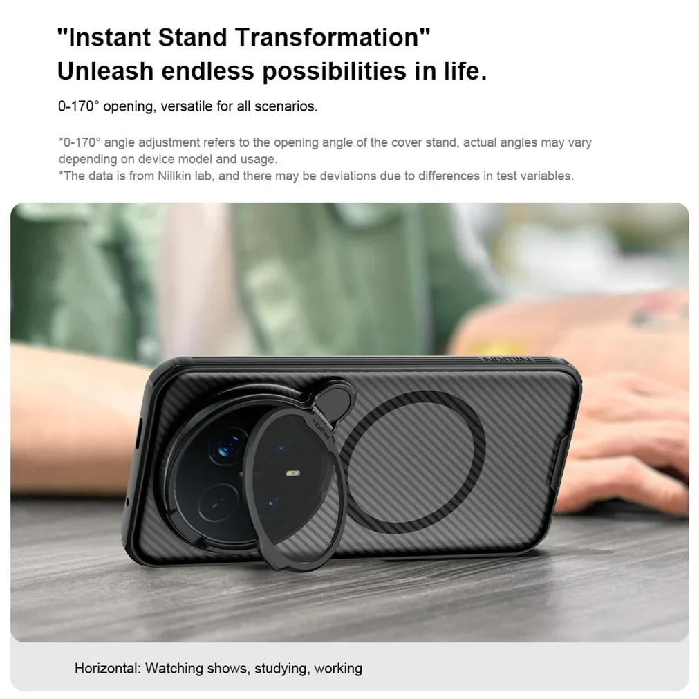 NILLKIN Etui MagSafe CamShield Prop z magnetycznym uchwytem i osłoną aparatu, odporne na wstrząsy, do Honor Magic 8 Pro, z uchwytem na telefon — zdjęcie produktu 3
