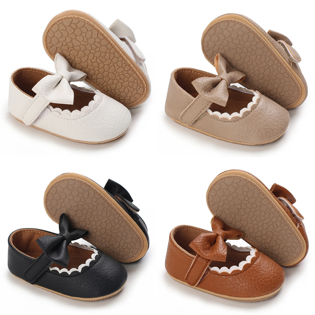 귀여운 아기 소녀 공주 신발 PU 가죽 부드러운 안티 슬립 아기 신발 0-18M 첫 번째 운동화