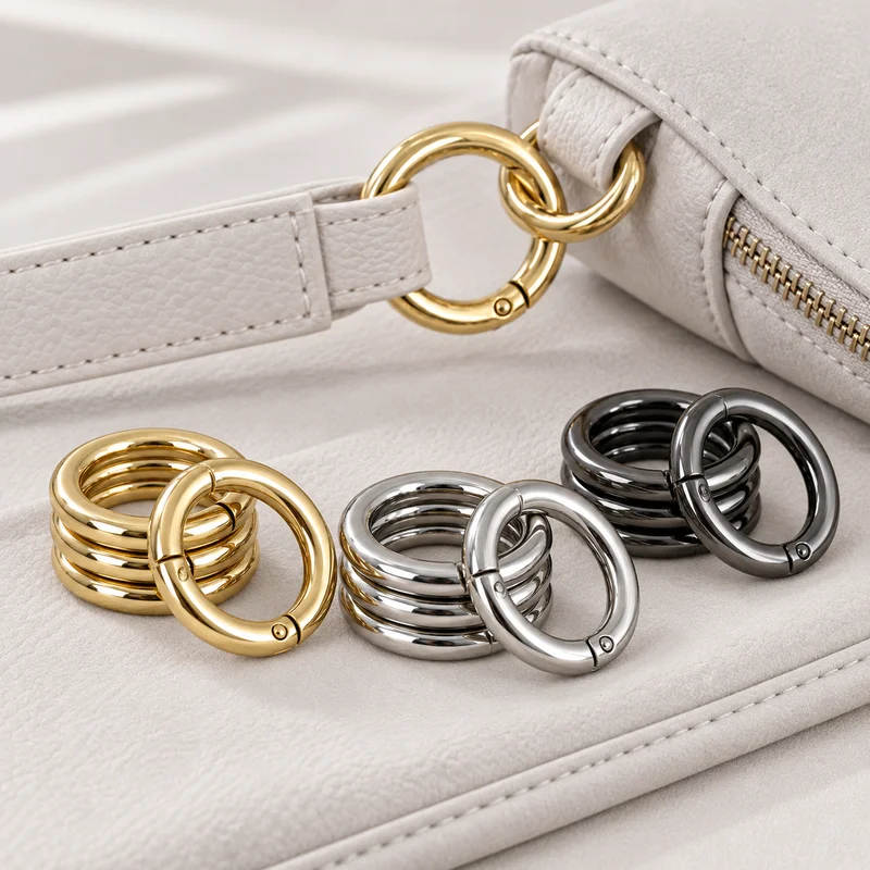 20/30Pcs 16-38mm Metal Spring Buckles O Ring Bag Strap Connector Snap Hook Handbag Webbing Loop Clasp Craft Hardware Accessories