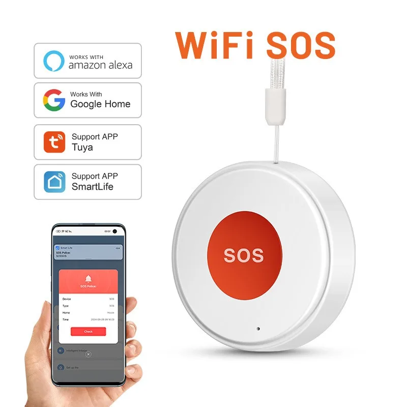 

Tuya Smart ZigBee/Wi-Fi SOS аварийная мини-кнопка сигнализация для детей пожилых людей аварийный переключатель помощи поддержка домашнего помощника Zigbee2mqtt