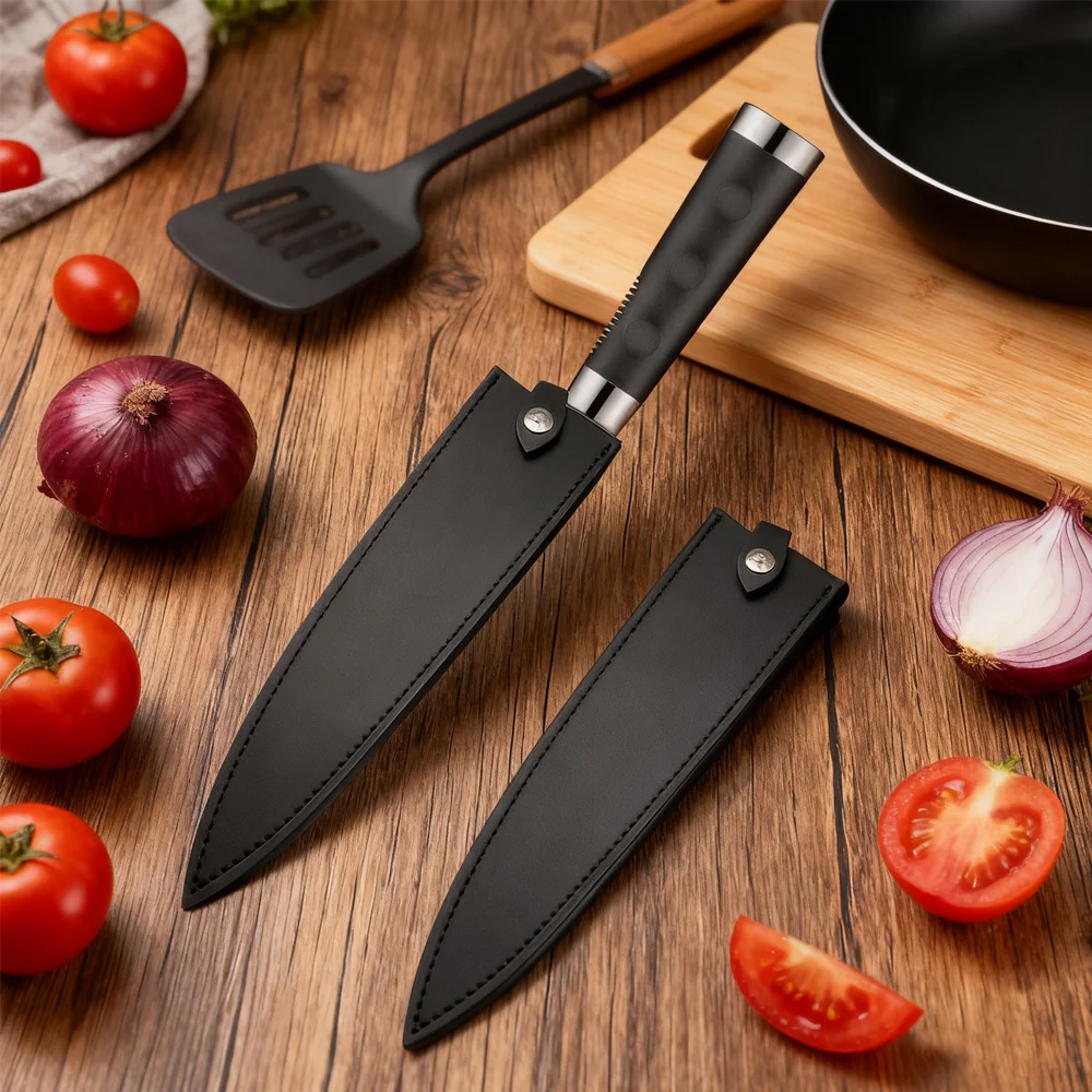 Cowhide Leather Chef Knife Sheath - Fixed Blade Knife Carry & Storage Pouch for Outdoor Camping, Home & DIY Use
