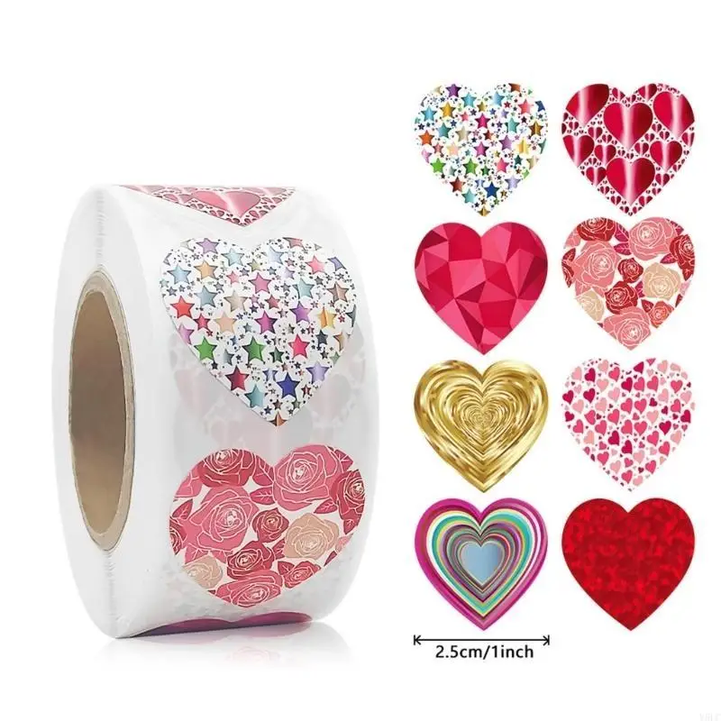 1 Roll 25mm Love Heart Sticker 1inch Heart Sticker Labels Valentine's Day Adhesive Sticker for Craft Envelopes Cards