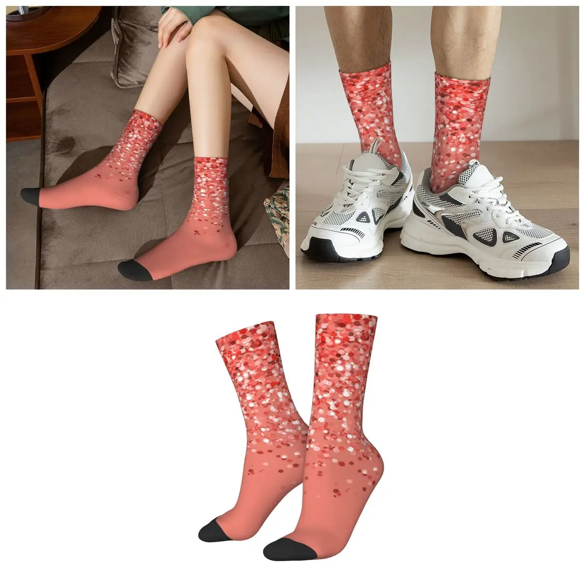 Gradient Glitter Socks Harajuku Super Soft Stockings All Season Long Socks for Unisex Valentine's Day Gifts
