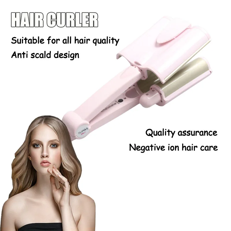 Fluffy Hair Curler Ceramic Three Tube Curling Iron Anti Scald Wave Roll Spiral Roll Hair Styling Appliances Shaping Tool