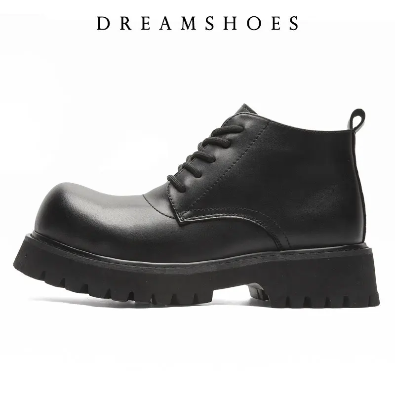 

2025 New Retro Dress British Style Head Derby Platform Business Inner Height Increase Commuter Casual Men's Leather Shoes