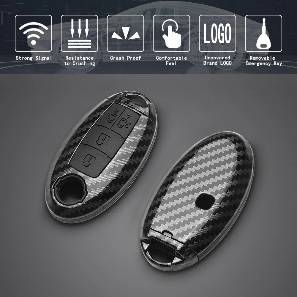 

ABS Carbon Fiber Pattern Car Key Case Cover Fit For Nissan Jdm E51 Elgrand 2005-2011 4 Buttons Car Key Protection Accessories