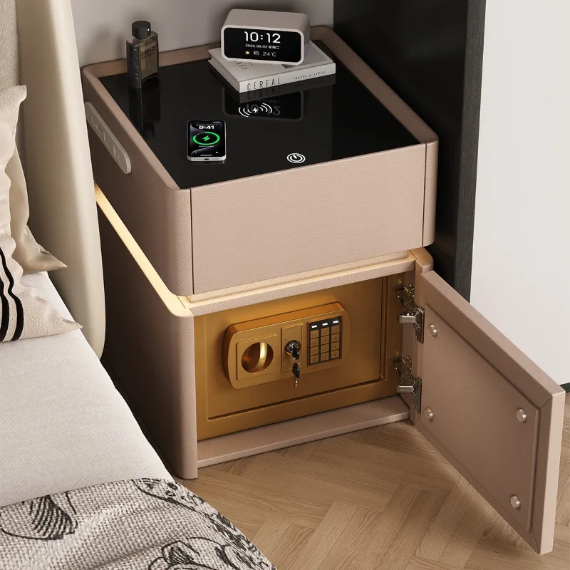 

Smart bedside insurance integrated solid wood simple light luxury bedroom household bedside nazi small with lock