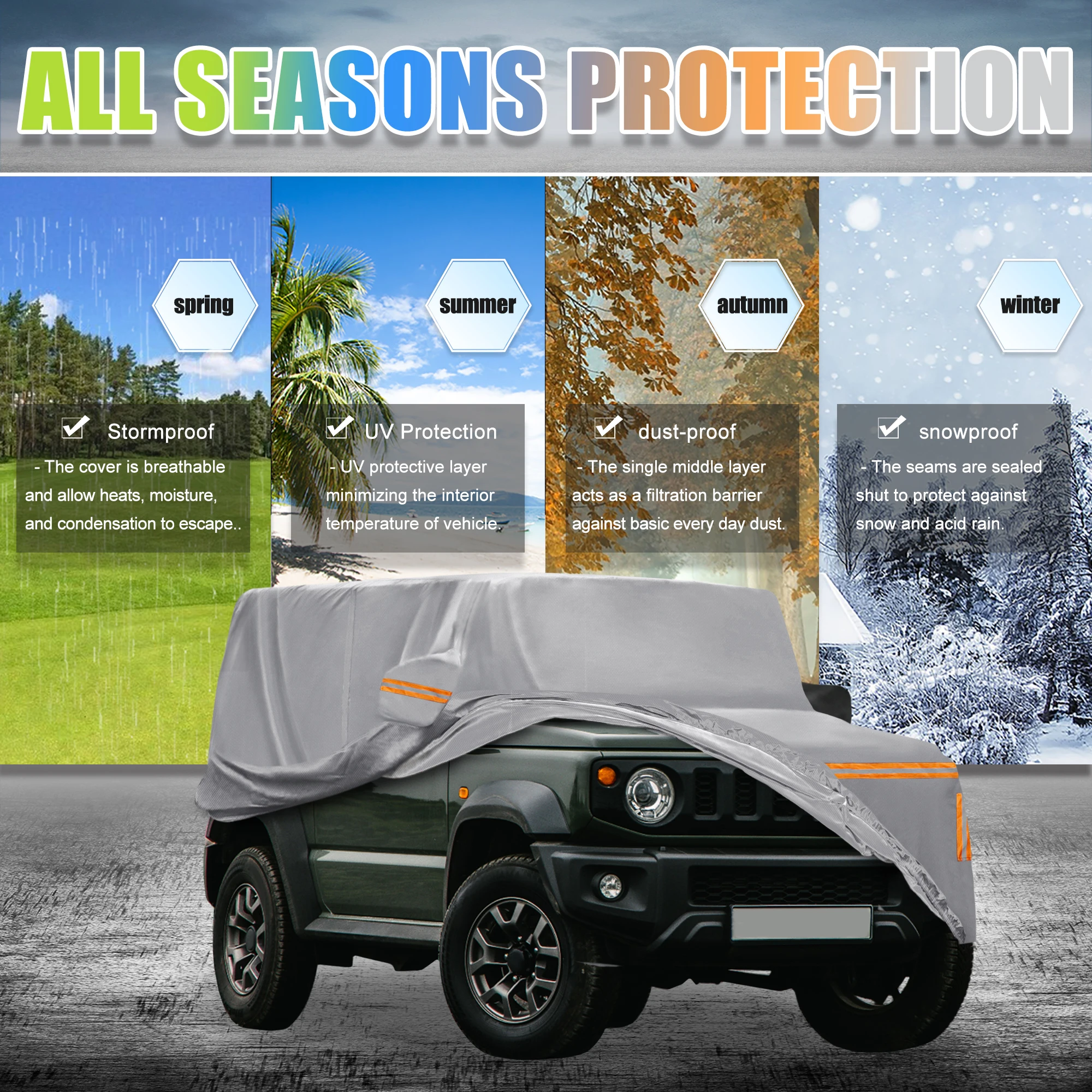 

Uxcell 1 комплект чехлов для автомобиля Suzuki Jimny, водонепроницаемая защита для улицы, серебристый цвет