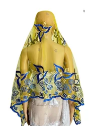 En venta 2024 nueva bufanda Hijab de red africana para mujeres musulmanas africano Dubai Islam pañuelo para la cabeza chales bordados gasa