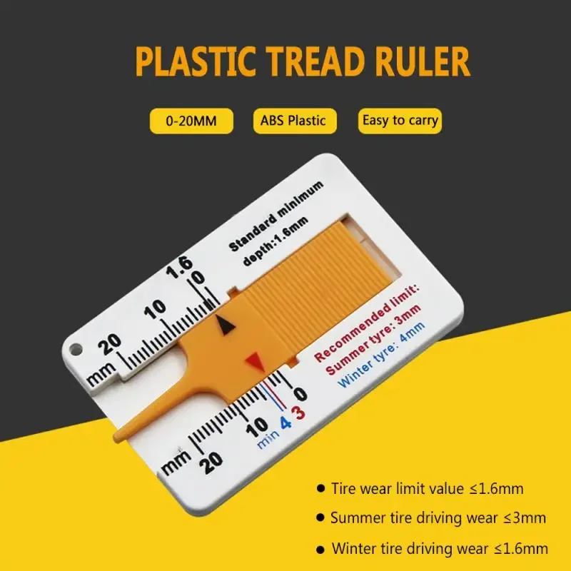 Car Wheel Tire Depth Gauge 0-20mm Tyre Tread Depthometer Depth Indicator Gauge Motorcycle Trailer Van Measure Tool Depth Gauge