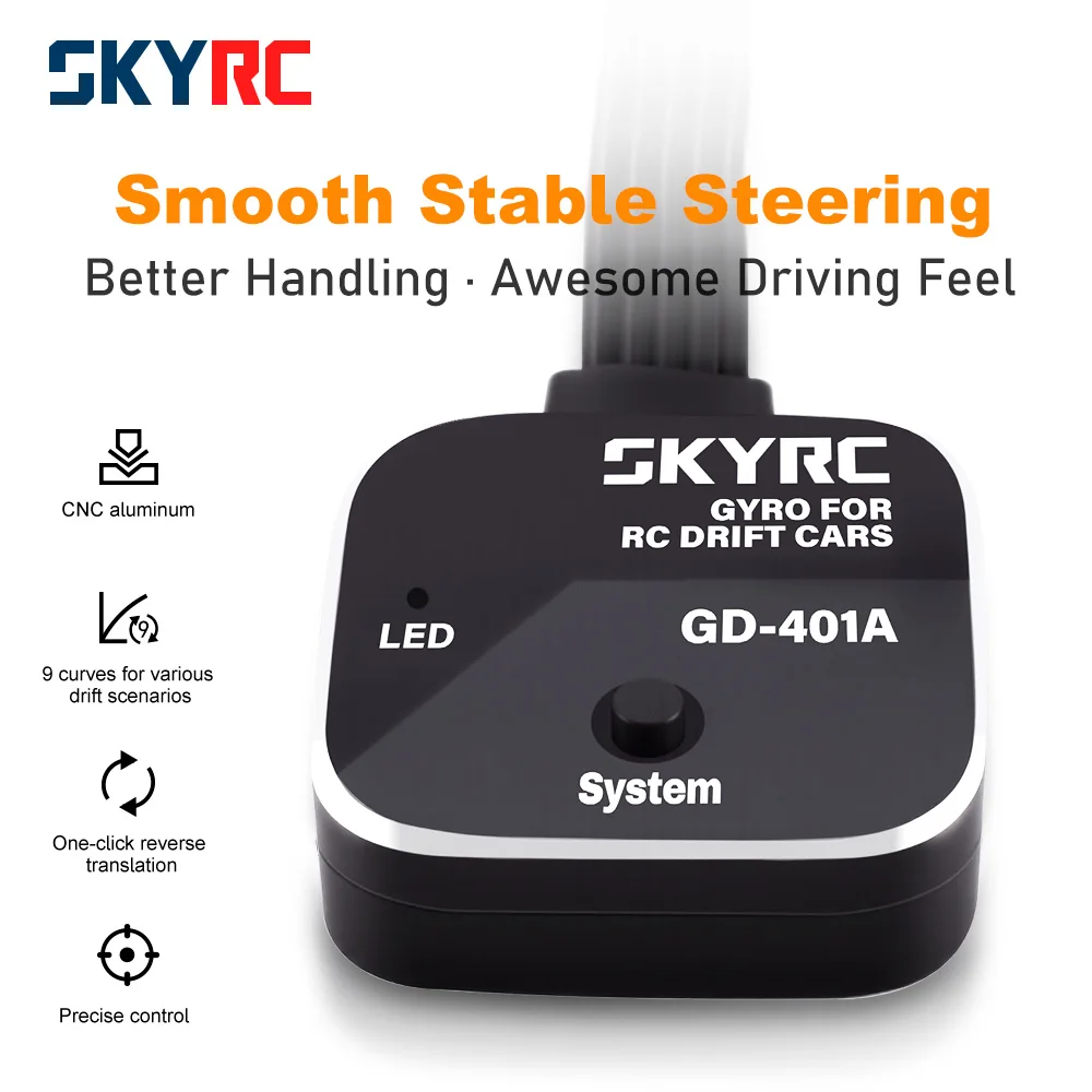 SkyRC GD-401A Drift Gyro for RC Cars with 9 Preset Curves & One-Touch Reverse