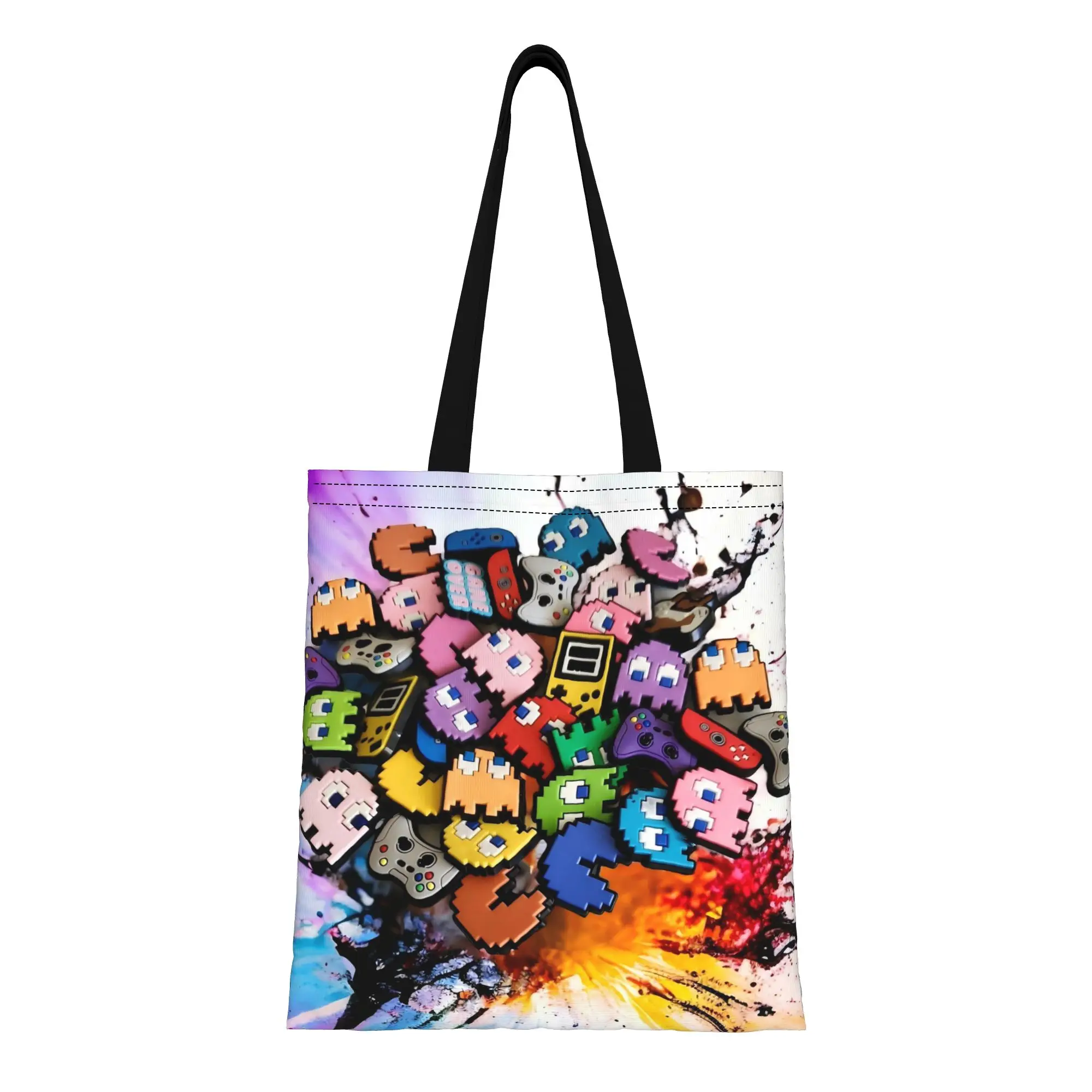 Pac Man 6 BANDAI Canvas Tote Bag Perfect for Shopping Women's Top-Handle Bags