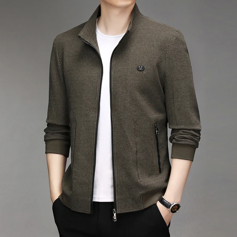 

Spring Autumn Middle-aged Men's Jaet New Sle Thin Casual Single Busin irt Middle-aged M Coat Spring Autumn Faion