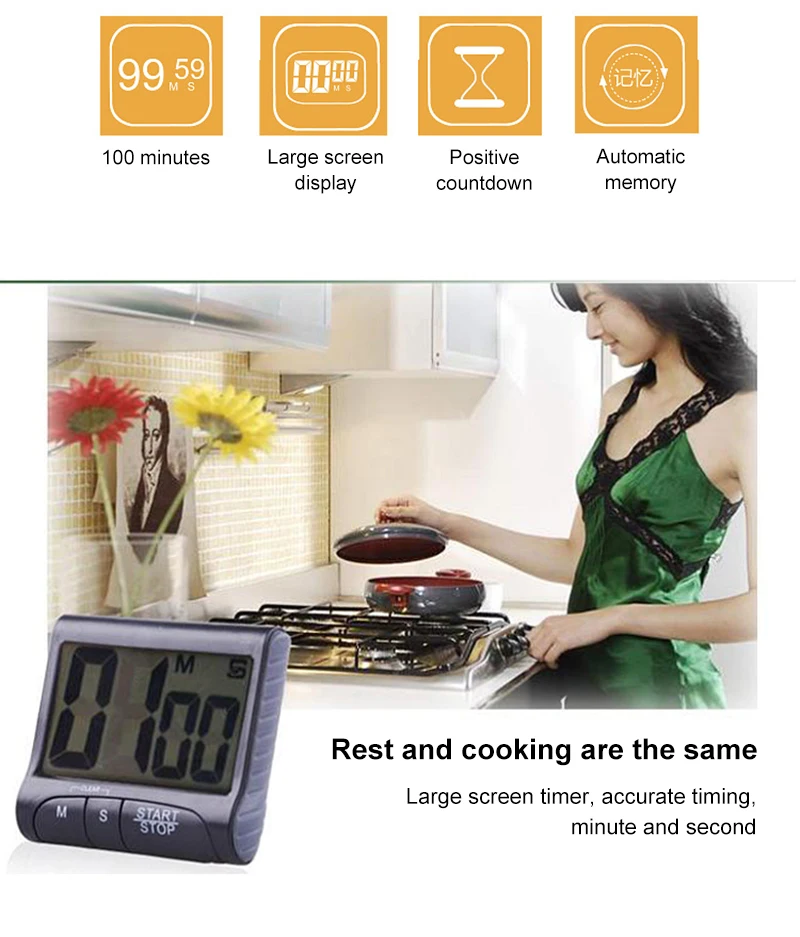 Kitchen Timer Digital Timer Manual Countdown Alarm Clock Mechanical Shower Timer Cooking Minuteur Stopwatch Kitchen Gadget