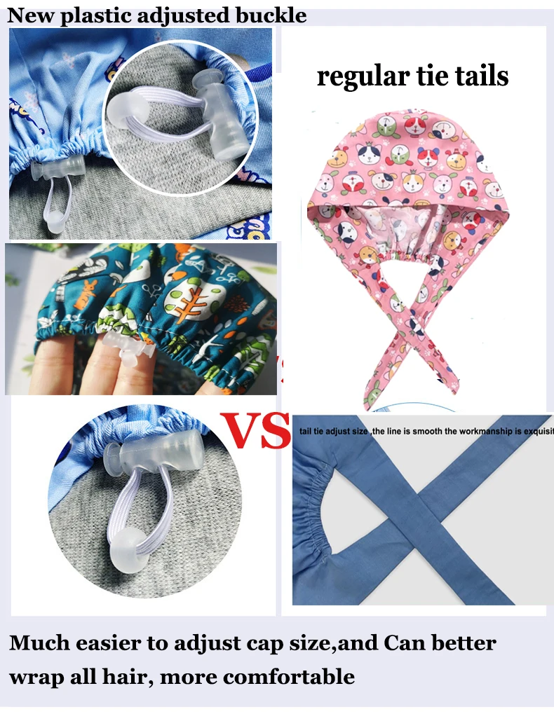 Pink Dogs printing Scrub Caps Women Medical Nursing Hat Health Workers veterinary Scrub Hat medical uniforms Worker accessories