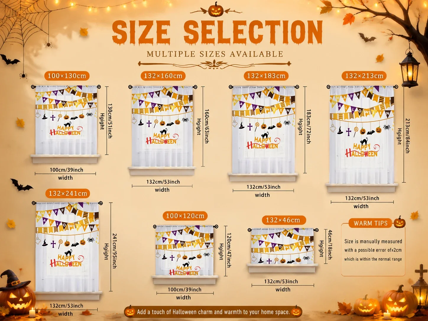 Halloween Festival Sheer Curtain, Good Quality Light Reducing Privacy Voile For Living/Bedroom/Kids Room,Halloween Festival Gift - view 6