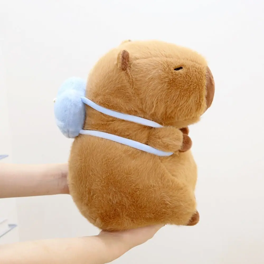 Com concha mochila capivara brinquedo de pelúcia simulação pano boneca capibara anime brinquedo fofo verão dos desenhos animados capivara boneca de pelúcia