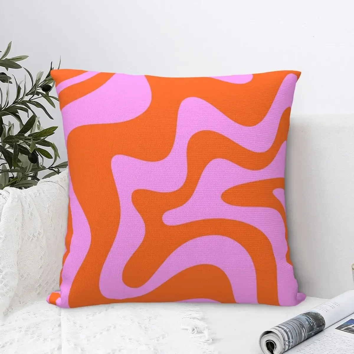 Hot Pink And Red-Orange Pillowcase Polyester Pillows Cover Cushion Comfort Throw Pillow Sofa Decorative Cushions Used for Home