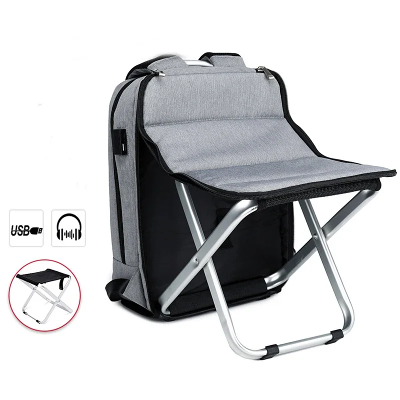 Foldable Business Backpack with Chair Travel Daypacks Male Leisure Backpack Mochila Laptop Backpack Computer Male Bagpack