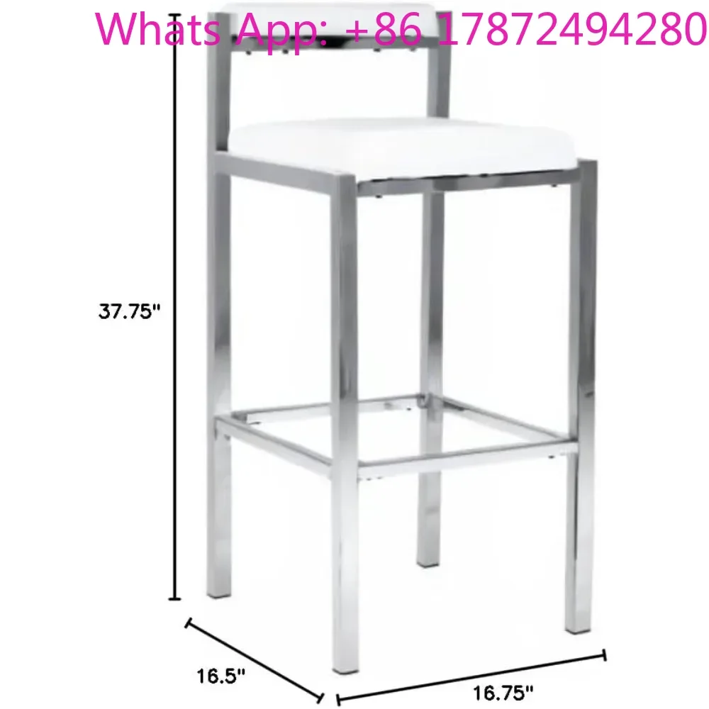 Set of 4, Modern Pu Leather Bar Stools with Backs, Upholstered Metal Bar Stools