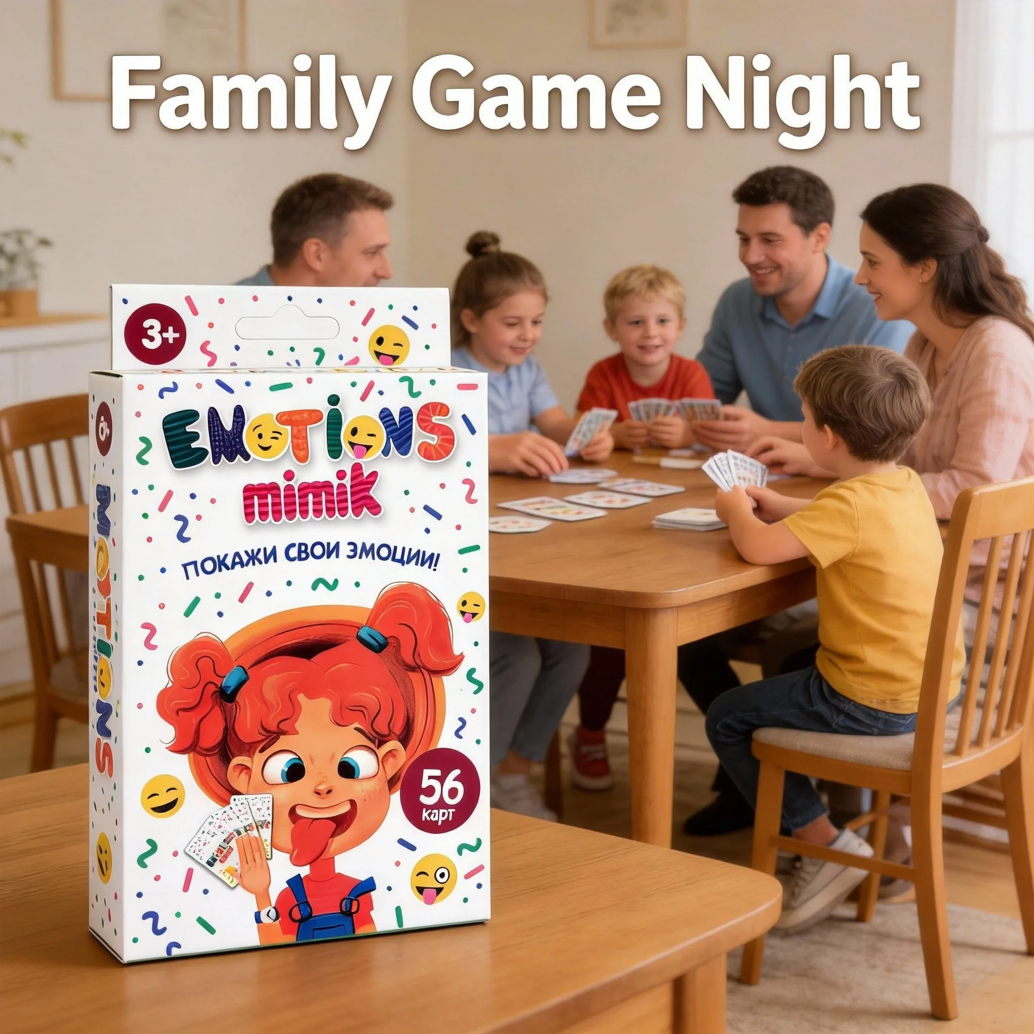Juego de cartas mimik EMOTIONS - Versión rusa, juego interactivo de imitación de emociones para niños mayores de 3 años, mejora la inteligencia emocional y la unión familiar