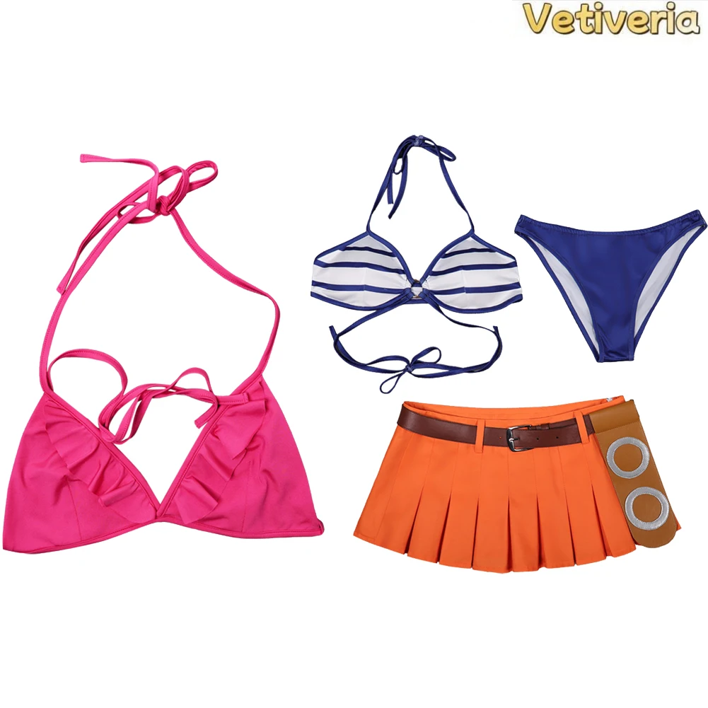 

Movie Pirate Nami Swimsuit Bikinis Roleplay Women Sexy Cosplay Costume Outfits Beach Swimwear Halloween Carnival Party Clothing