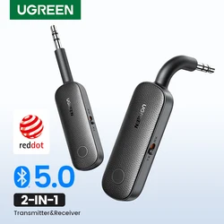 UGREEN 2-in-1 Bluetooth Adapter Transmitter Receiver Bluetooth AUX 5.0 Wireless 3.5mm Adapter Stereo for Earphones TV Car Audio