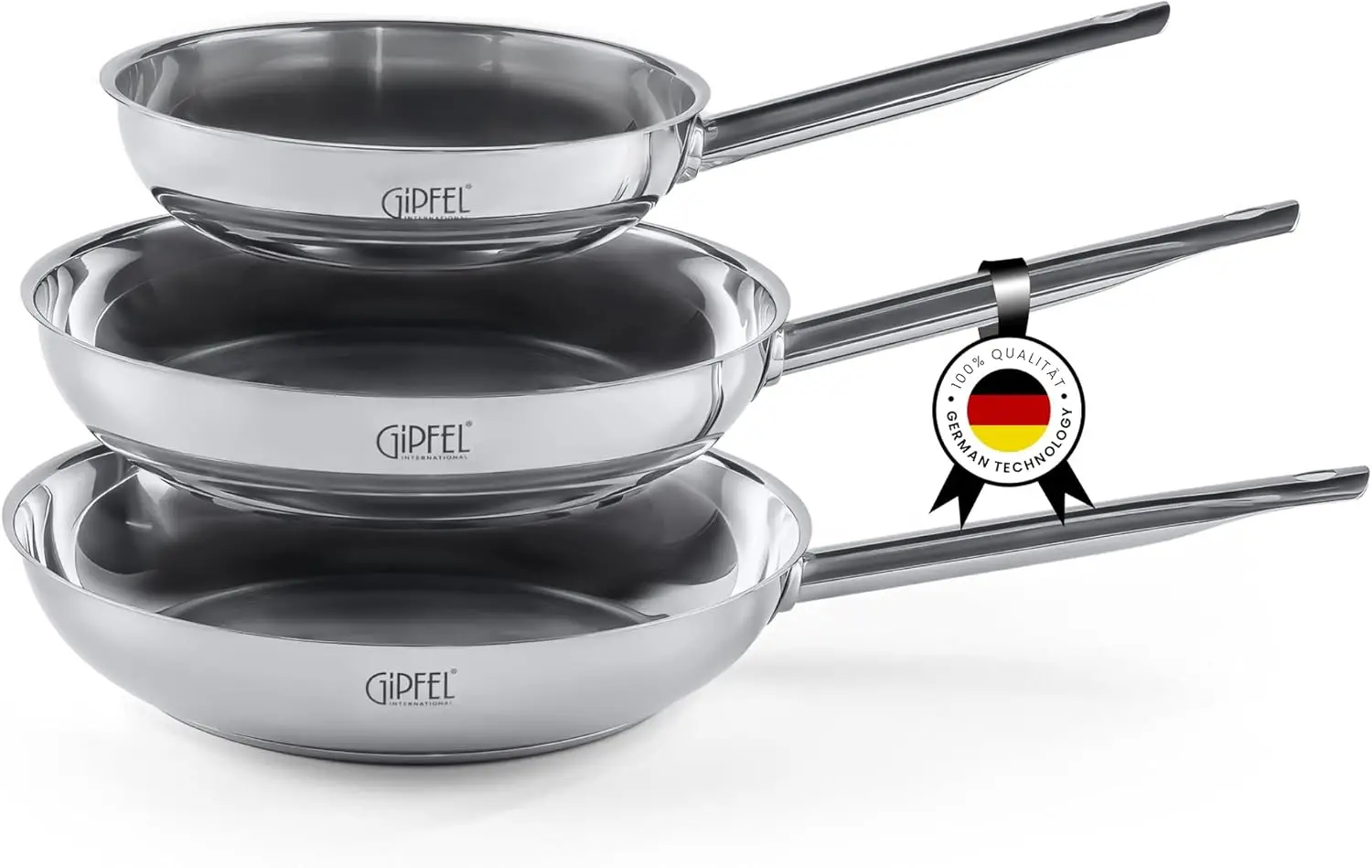 3 Piece Stainless Steel Frying Pan Set 8, 10, 12 Inch - Tri Ply Stainless Steel Skillet Healthy Cookware - Fry Pans for Inductio