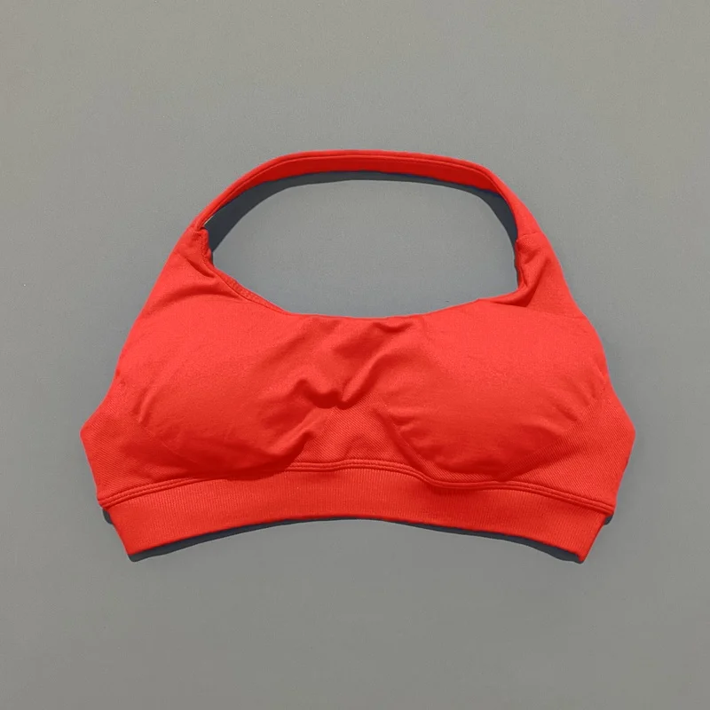 Sportbeha Dames Naadloze Yoga Halter Bh Top Hoge ondersteuning Open rugbeha Fitness Push-up Activewear Workout Gymondergoed