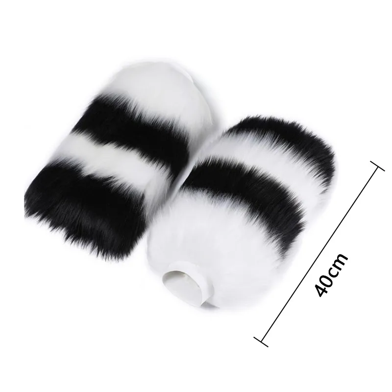 1 زوج النساء فو الفراء جوارب السيقان ل التمهيد سميكة رقيق شريط دفئا التمهيد الكفة الشتاء الجوارب تقليد طماق الأحذية غطاء جديد