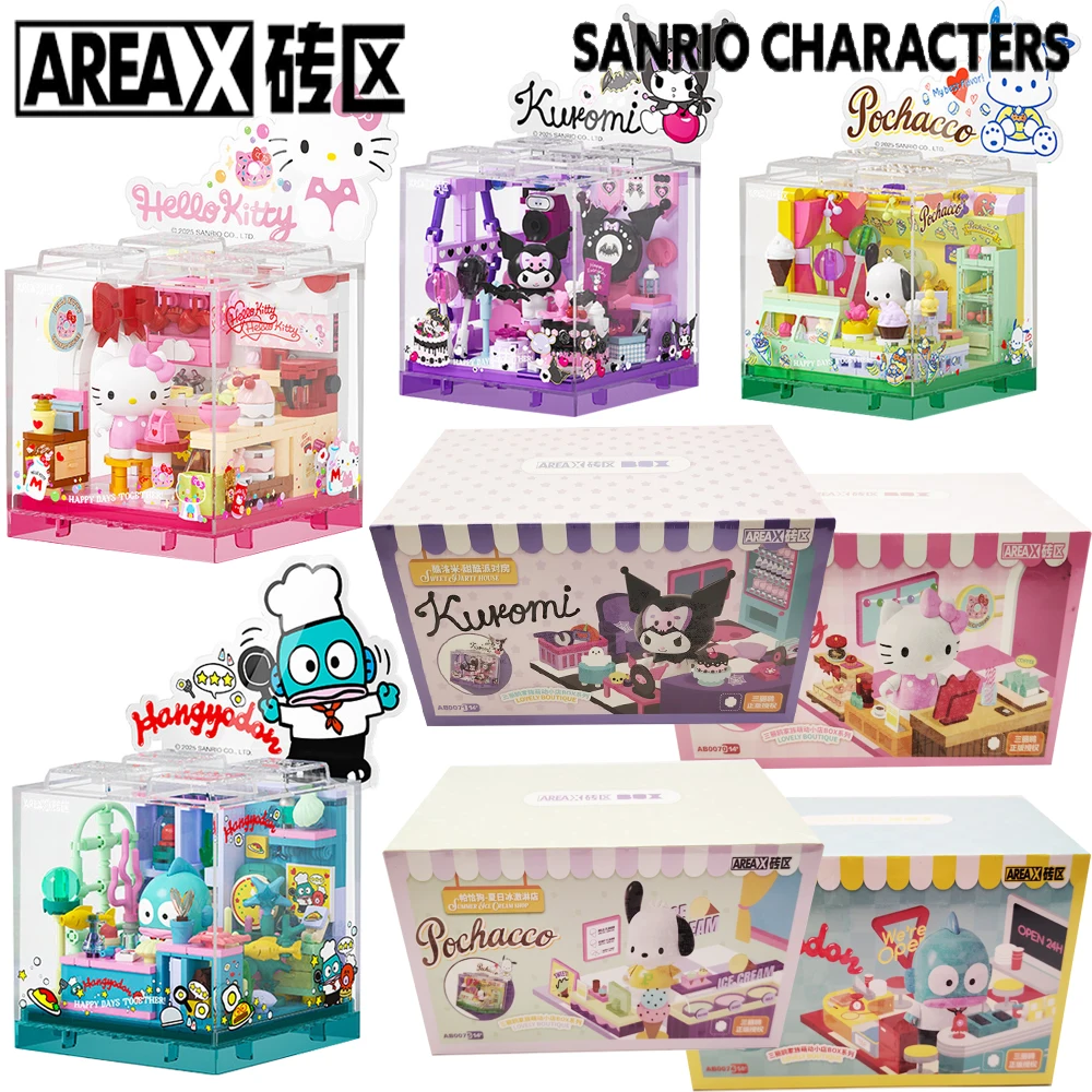

New Original AREA-X Sanrio Building Blocks Toys Collection Anime Characters Kuromi Trendy Model Ornament Creative Exquisite Gift