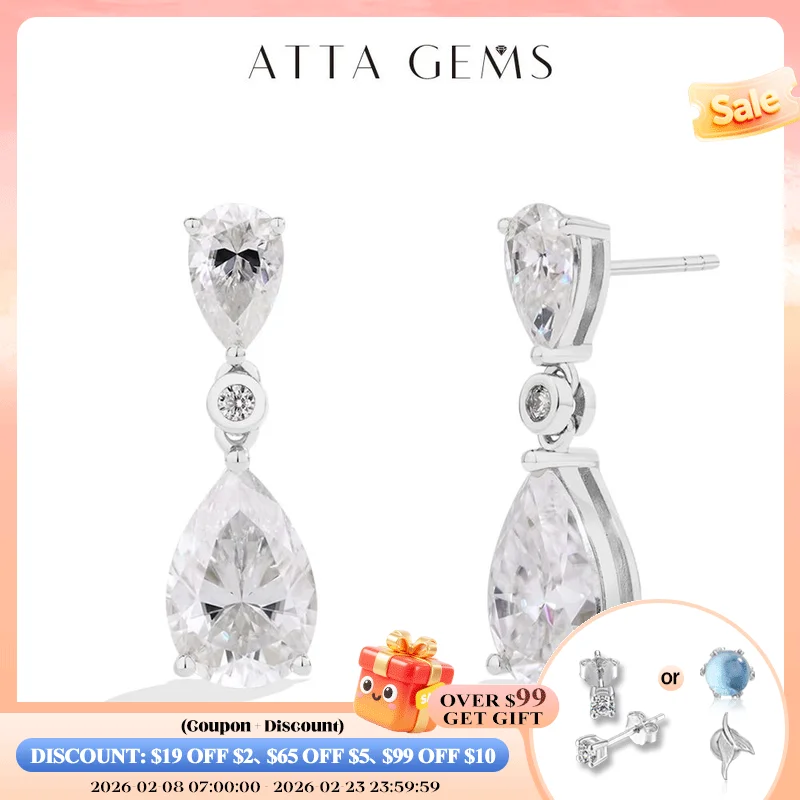 

ATTAGEMS серьги-капли с муассанитом грушевидной огранки 5,03 карата для женщин, высокое качество, стерлинговое серебро 925 пробы, помолвка, свадебные ювелирные изделия, подарок