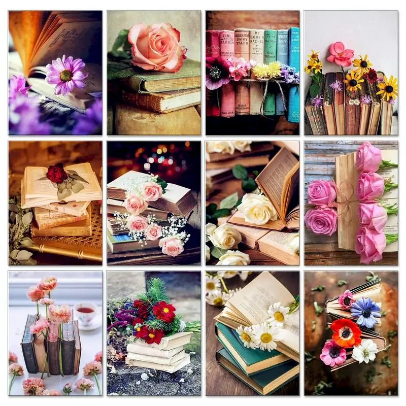 

GATYZTORY 5D Diy Diamond Painting Flower Embroidery Cross Stitch Set Book Diamond Mosaic Home Decoration Craft Diy Gift