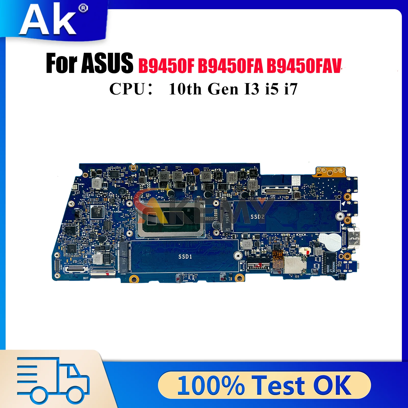 

B9450FA Laptop Motherboard For ASUS ExpertBook B9450FA B9450F B9450FAV Notebook Mainboard With 10th Gen I3 i5 i7 100% tests OK