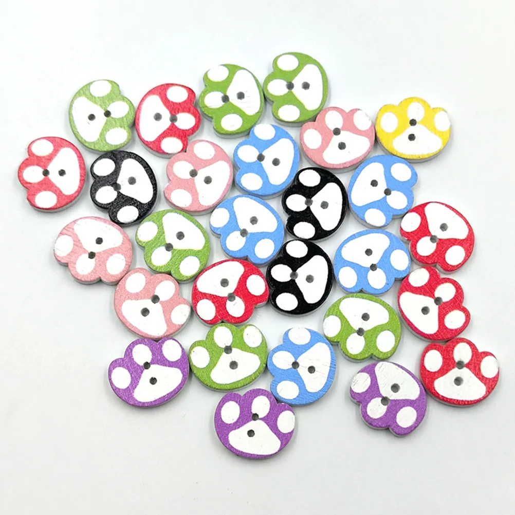 

50pcs Footprint Shape Wooden Buttons White-Finished Cute Design Diy Craft For Sewing Knitting Scrapbook Shoes Clothing