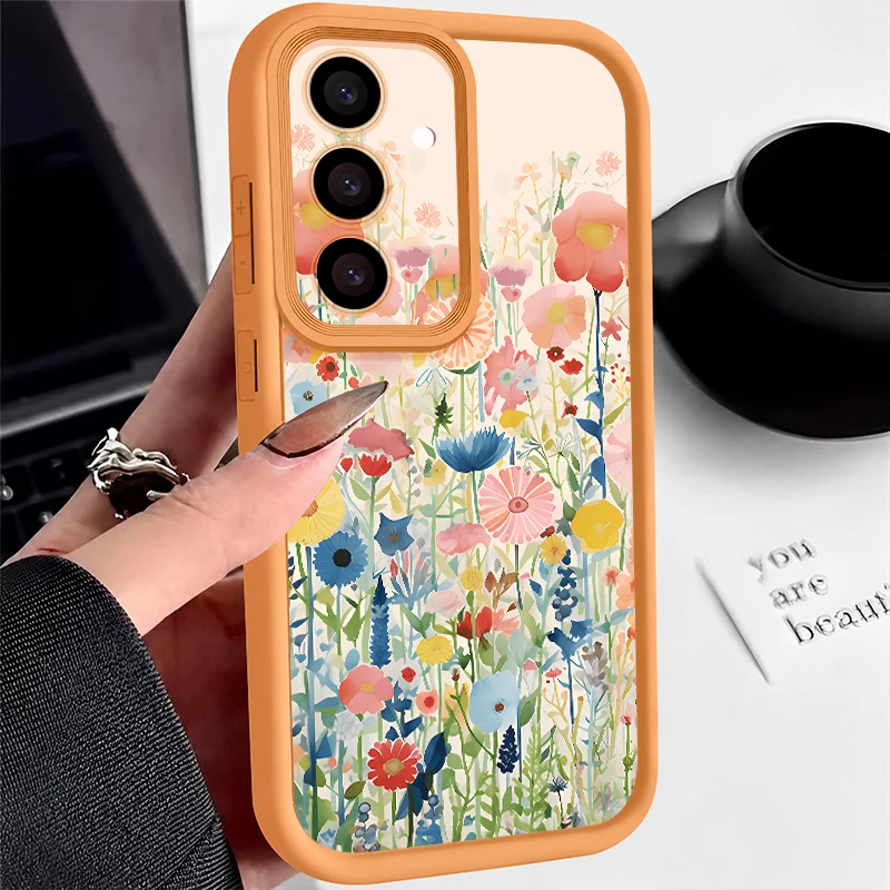 Flower Painting Phone Case For Samsung Galaxy S26 S25 Ultra S25 Edge S26 FE S22 Plus S23 S24 Ultra Soft Silicone TPU Back Cover