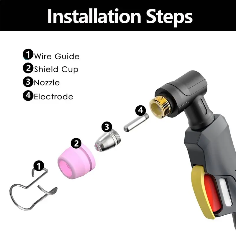 [B17B!】 Consumables Kit(26PCS) For 50-60A Cutting Torch- Plasma Cutter Electrodes Nozzles Shield Cups Guides Included