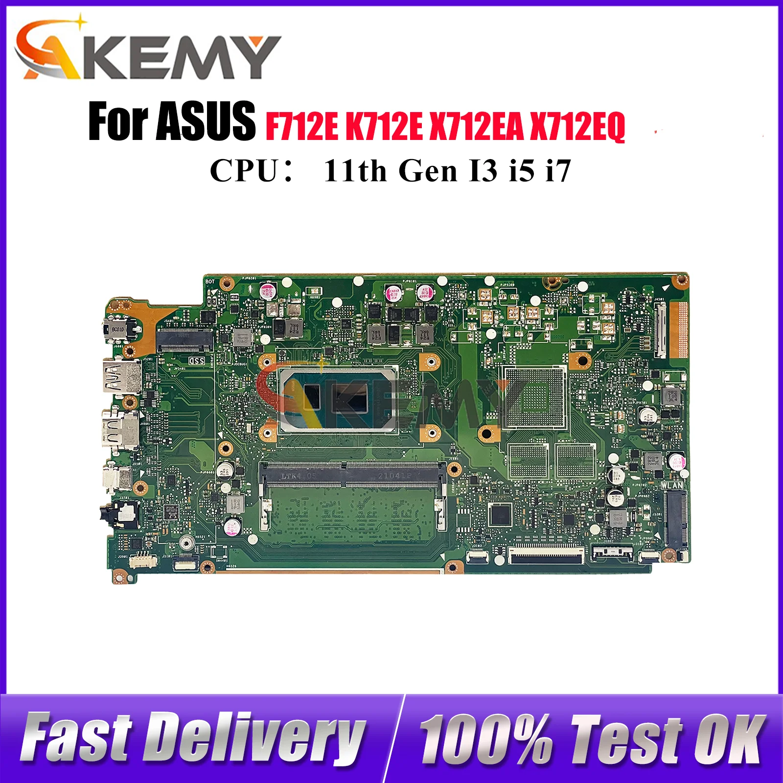 

X712EA Laptop Motherboard For ASUS VivoBook X712E F712E K712E X712EA X712EQ Mainboard With 11th Gen I3 i5 i7 100% tests OK stk